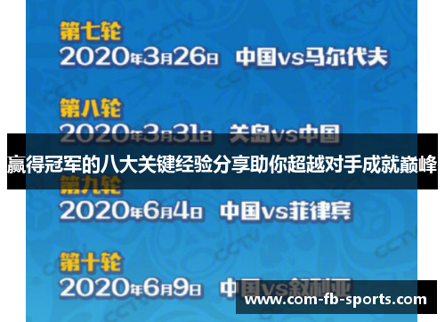 赢得冠军的八大关键经验分享助你超越对手成就巅峰 赢得冠军的八大关键经验分享助你超越对手成就巅峰